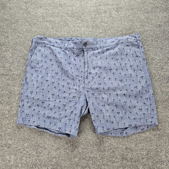 Bonobos Shorts Mens 46 Blue Chino Palm Tree All Over Print Preppy Beach Casual‎ - Picture 1 of 8